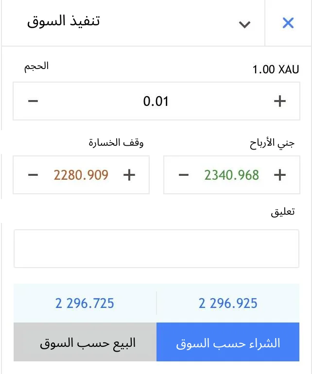 وضع الصفقات على MT5