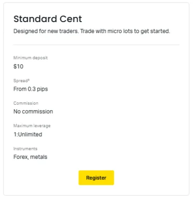 Exness Standard Cent Account